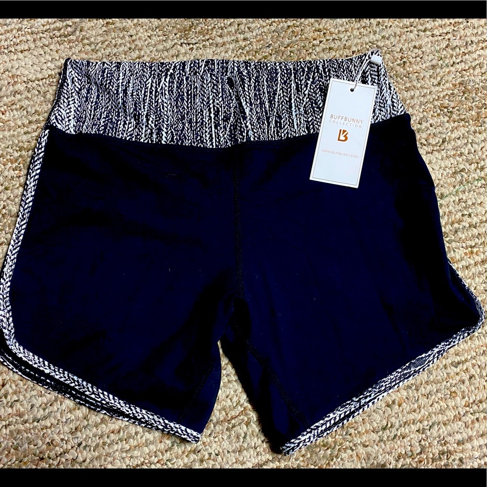 BuffBunny black and white print athletic shorts NWT